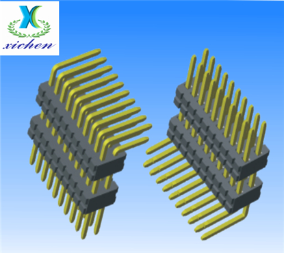 0.8mm排針 雙排雙塑90度