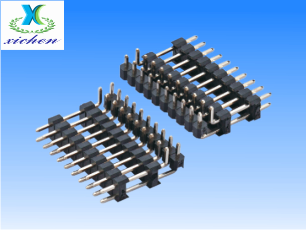 2.54mm排針 雙排+單排塑90度