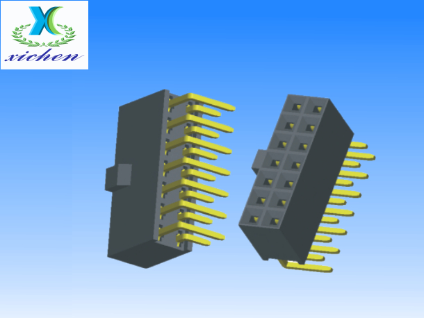 2.0mm間距排母 雙排90度 H6.35 Y型 帶凸